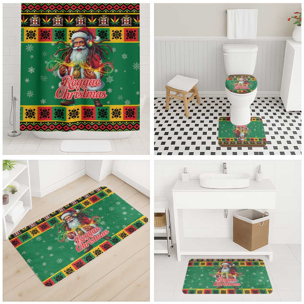 Jamaica Christmas Bathroom Set Reggae Santa with Dreadlocks Design - Wonder Print Shop