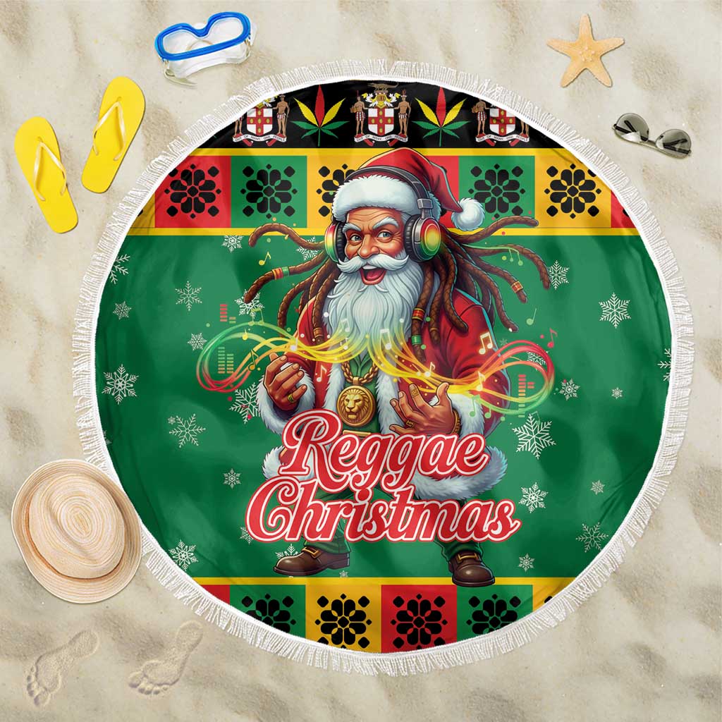 Jamaica Christmas Beach Blanket Reggae Santa with Dreadlocks Design - Wonder Print Shop