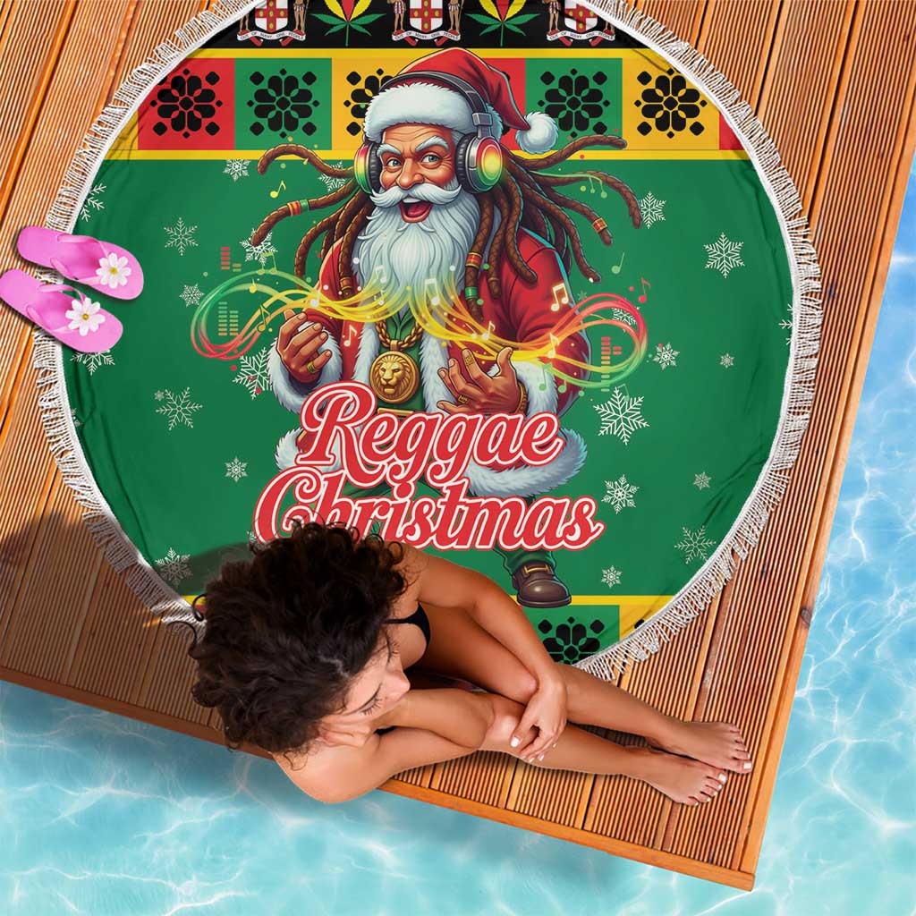Jamaica Christmas Beach Blanket Reggae Santa with Dreadlocks Design - Wonder Print Shop
