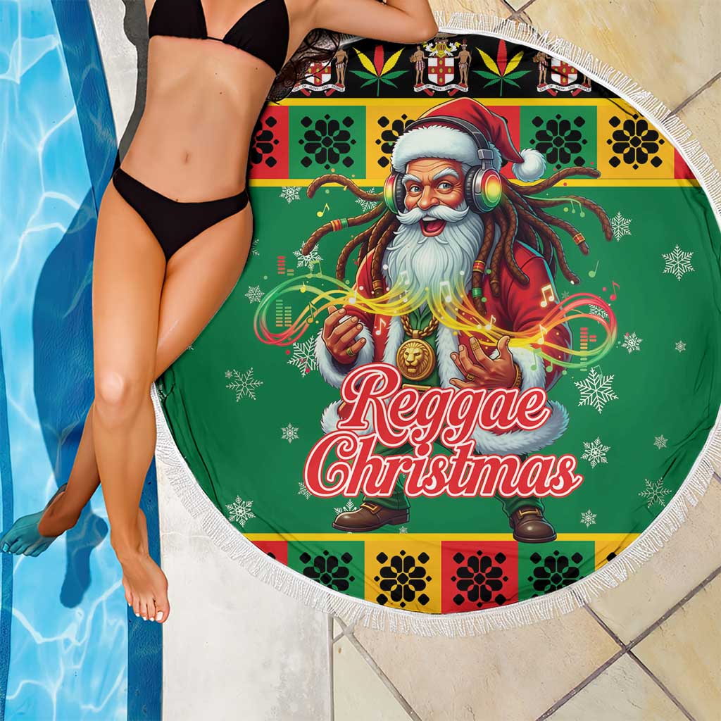 Jamaica Christmas Beach Blanket Reggae Santa with Dreadlocks Design - Wonder Print Shop
