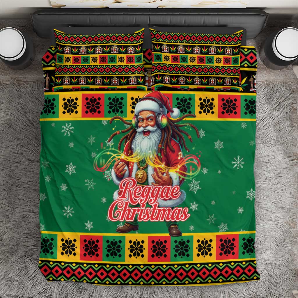 Jamaica Christmas Bedding Set Reggae Santa with Dreadlocks Design - Wonder Print Shop