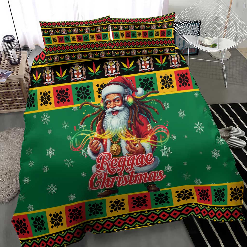 Jamaica Christmas Bedding Set Reggae Santa with Dreadlocks Design - Wonder Print Shop