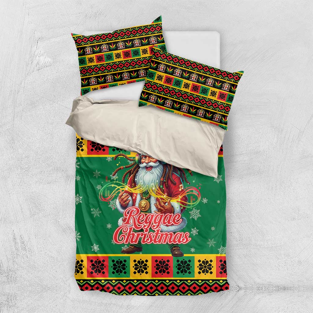 Jamaica Christmas Bedding Set Reggae Santa with Dreadlocks Design - Wonder Print Shop