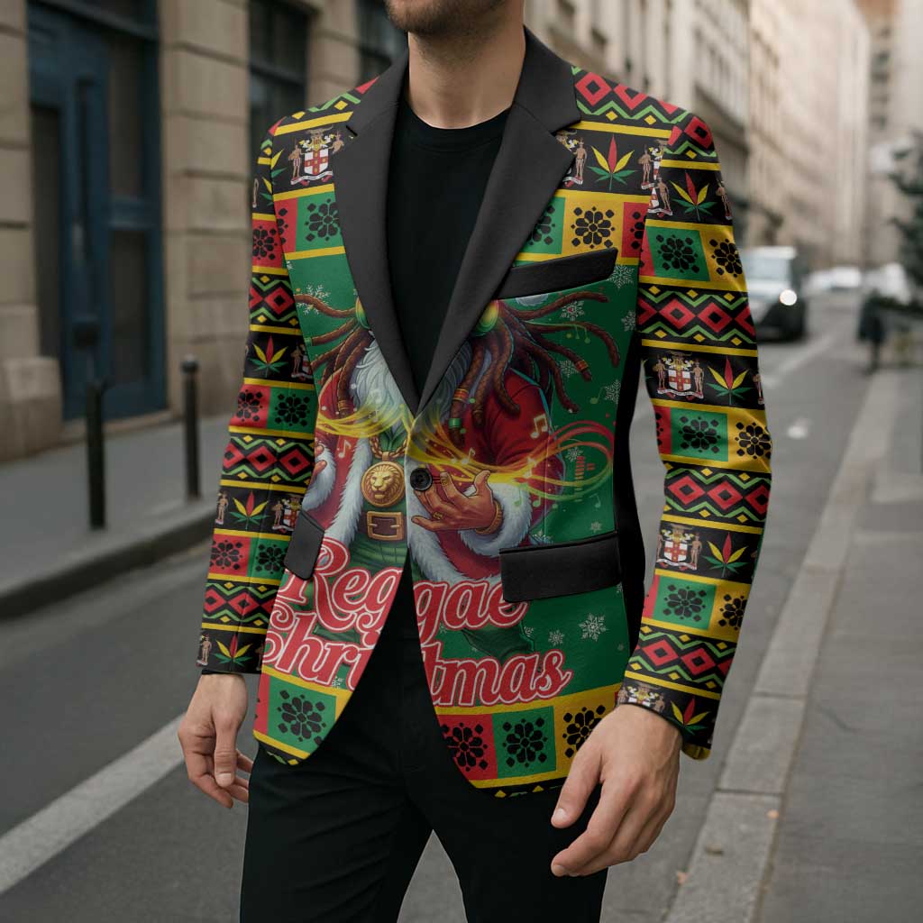 Jamaica Christmas Blazer Reggae Santa with Dreadlocks Design - Wonder Print Shop