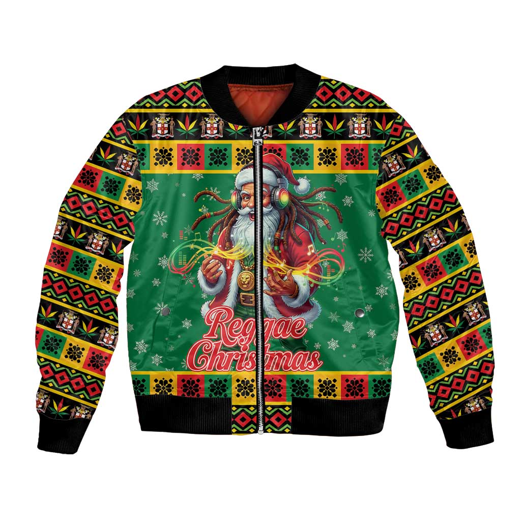 Jamaica Christmas Bomber Jacket Reggae Santa with Dreadlocks Design - Wonder Print Shop