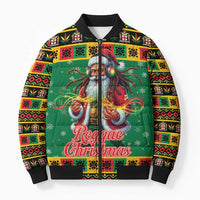 Jamaica Christmas Bomber Puffer Jacket Reggae Santa with Dreadlocks Design - Wonder Print Shop