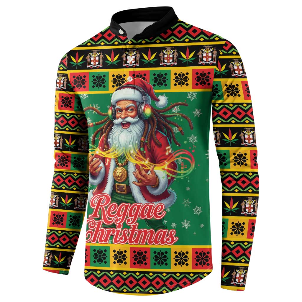 Jamaica Christmas Button Sweatshirt Reggae Santa with Dreadlocks Design - Wonder Print Shop