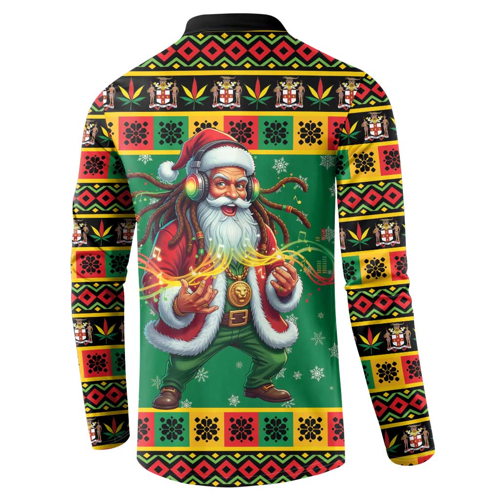 Jamaica Christmas Button Sweatshirt Reggae Santa with Dreadlocks Design - Wonder Print Shop