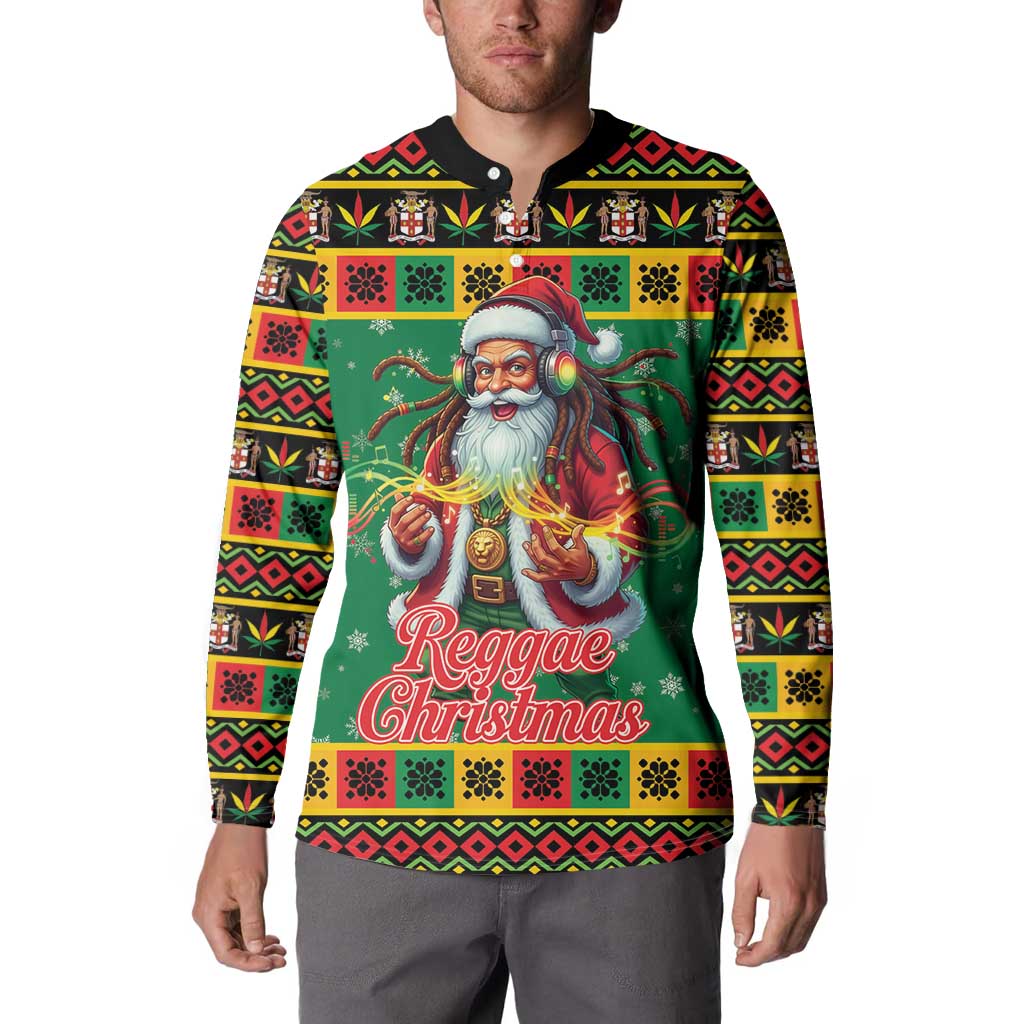 Jamaica Christmas Button Sweatshirt Reggae Santa with Dreadlocks Design - Wonder Print Shop
