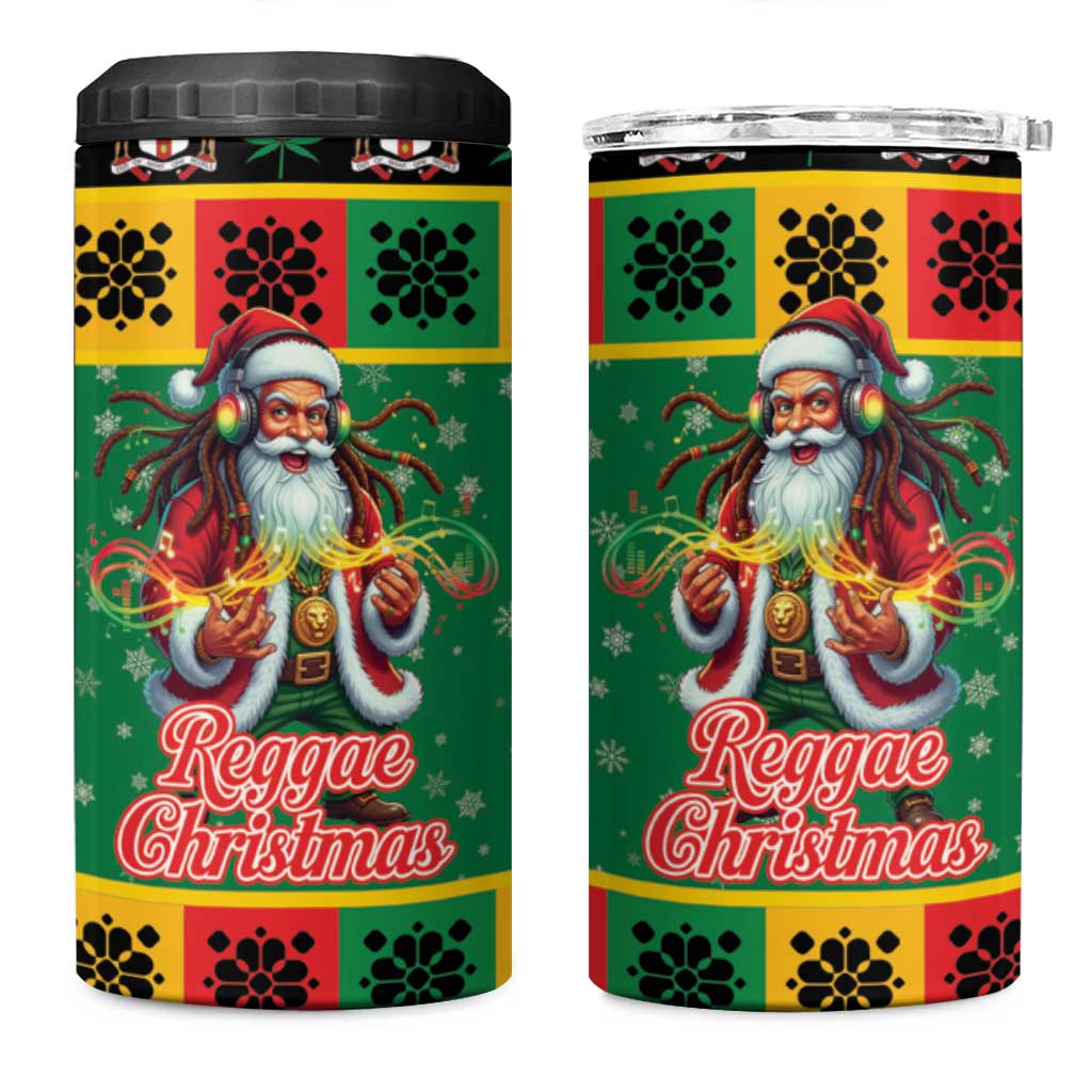 Jamaica Christmas 4 in 1 Can Cooler Tumbler Reggae Santa with Dreadlocks Design - Wonder Print Shop