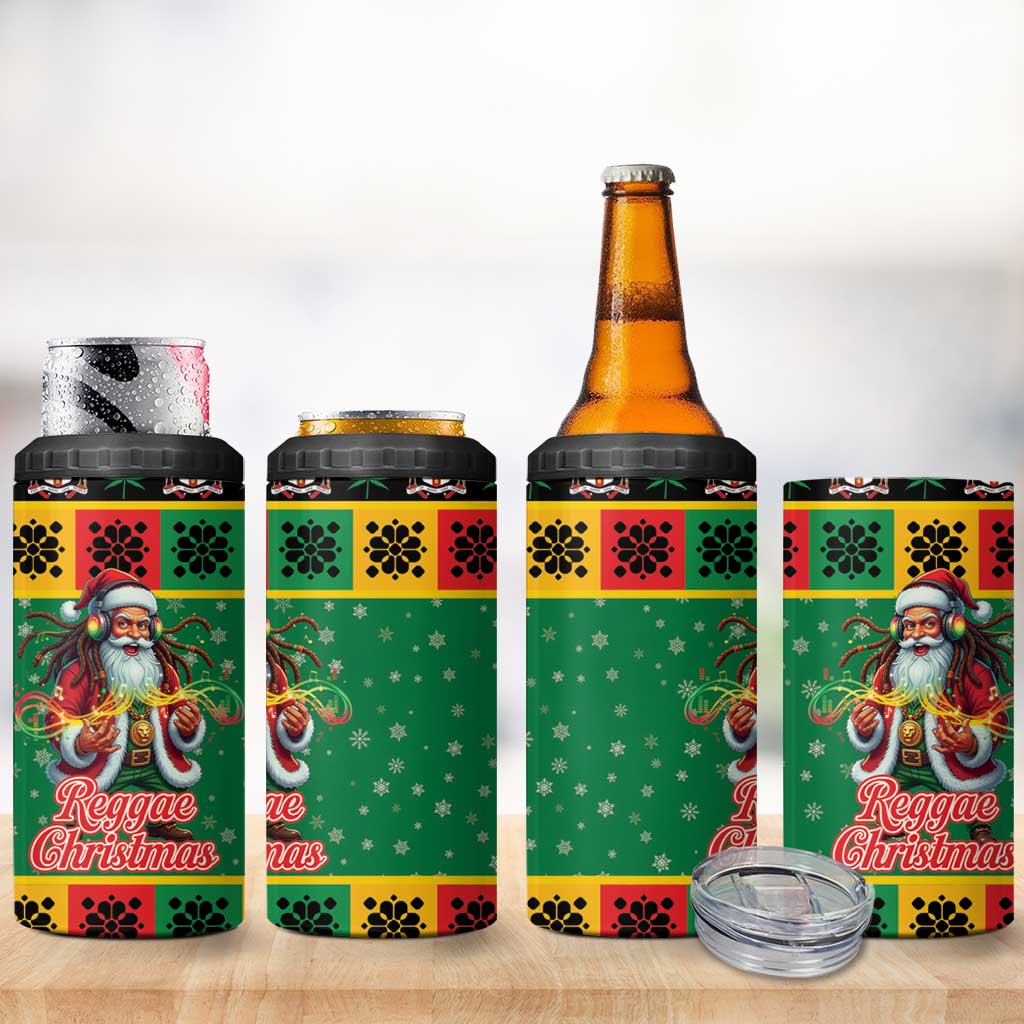 Jamaica Christmas 4 in 1 Can Cooler Tumbler Reggae Santa with Dreadlocks Design - Wonder Print Shop