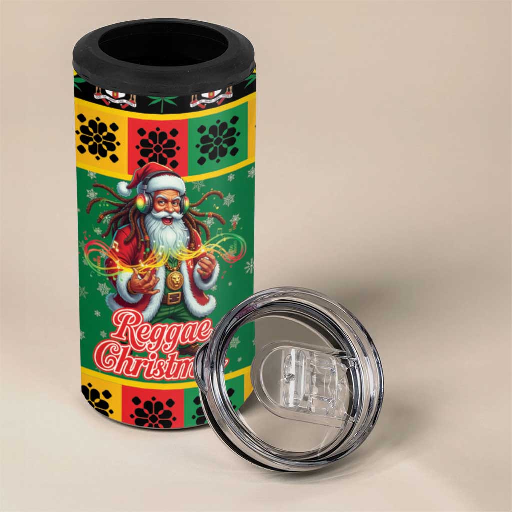 Jamaica Christmas 4 in 1 Can Cooler Tumbler Reggae Santa with Dreadlocks Design - Wonder Print Shop