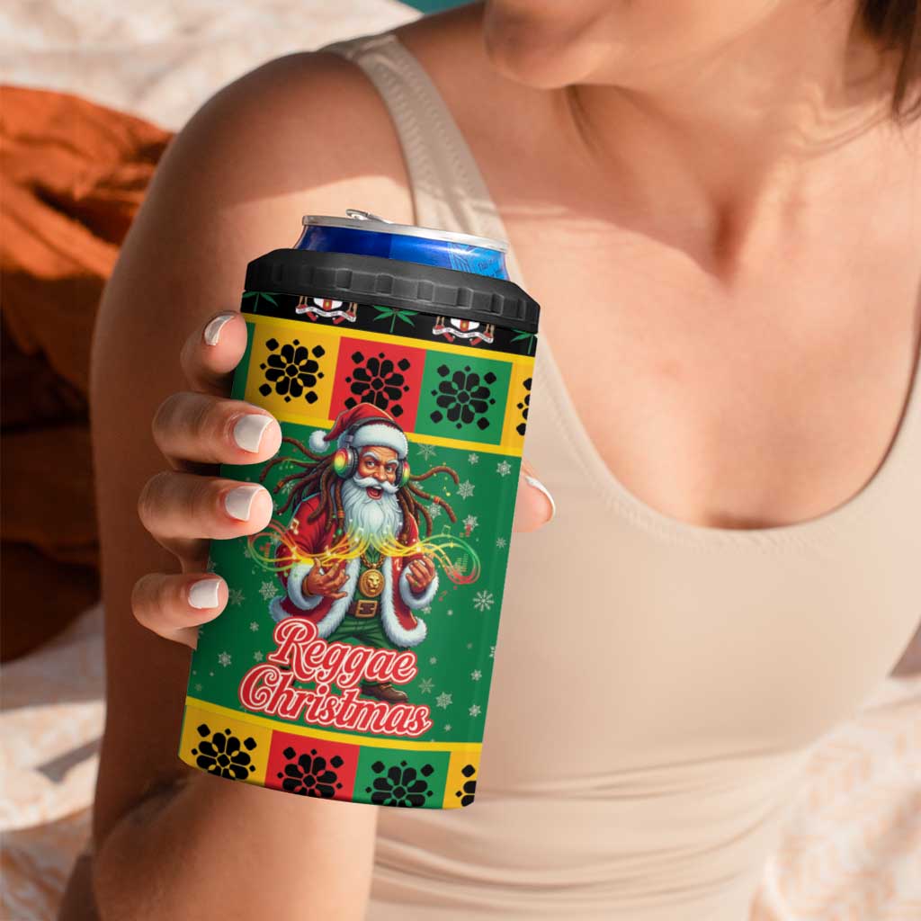 Jamaica Christmas 4 in 1 Can Cooler Tumbler Reggae Santa with Dreadlocks Design - Wonder Print Shop
