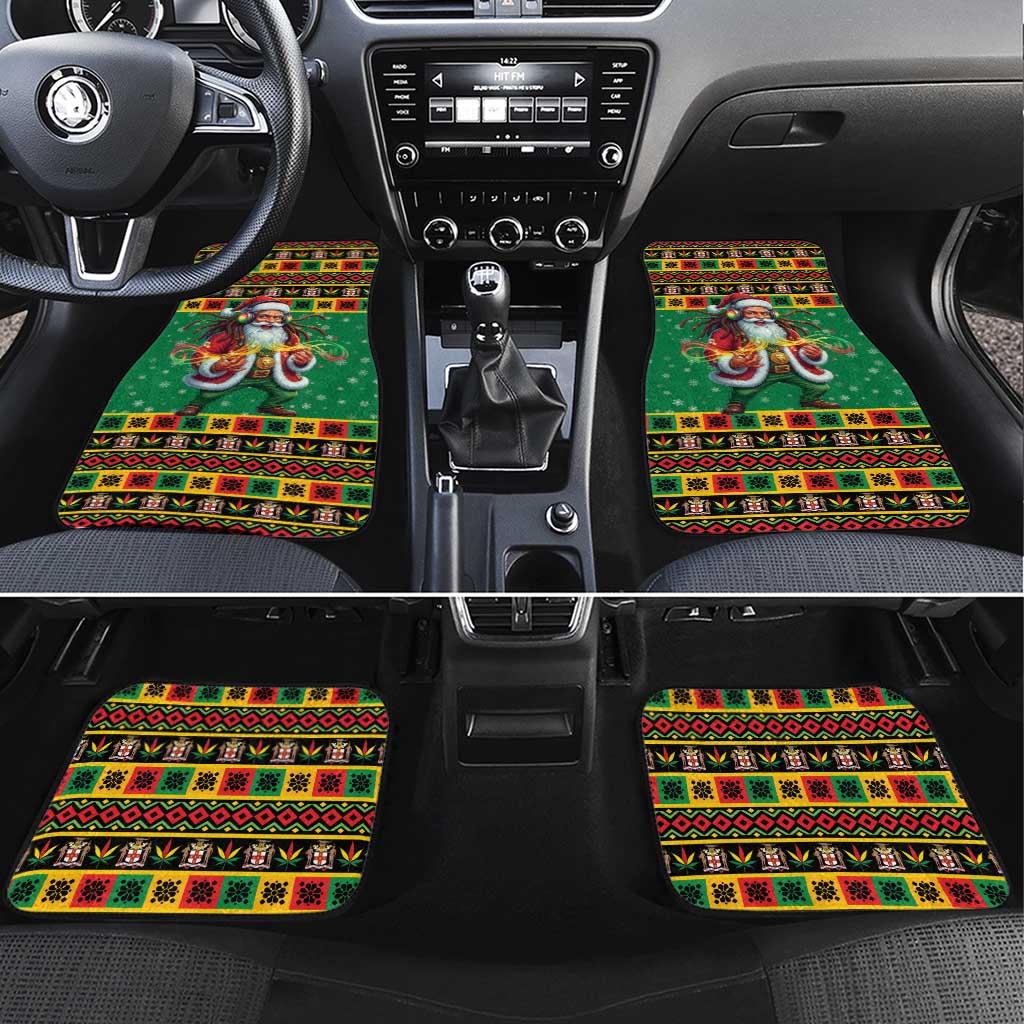 Jamaica Christmas Car Mats Reggae Santa with Dreadlocks Design - Wonder Print Shop