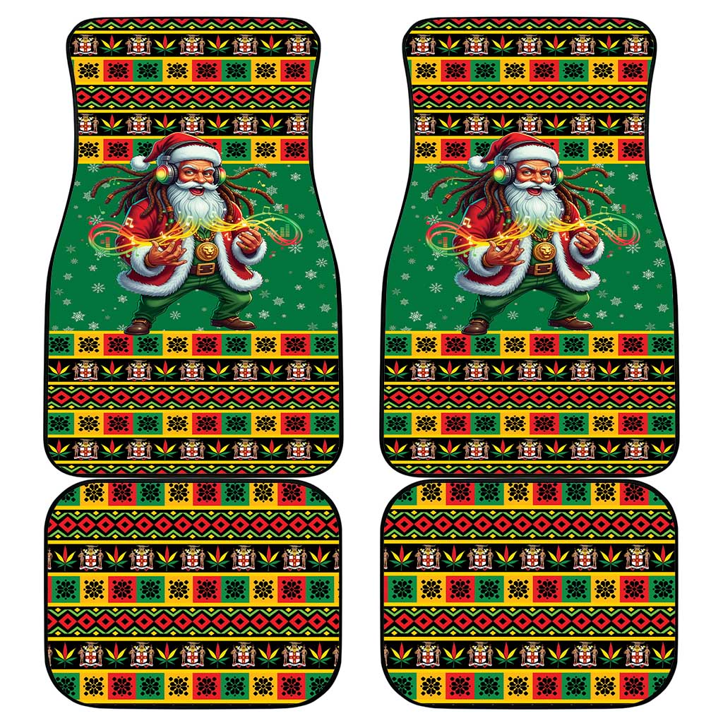 Jamaica Christmas Car Mats Reggae Santa with Dreadlocks Design - Wonder Print Shop