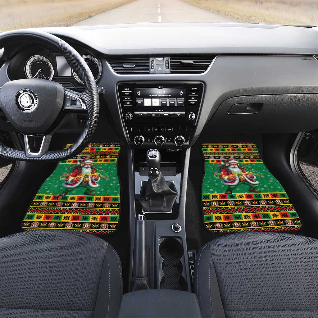 Jamaica Christmas Car Mats Reggae Santa with Dreadlocks Design - Wonder Print Shop