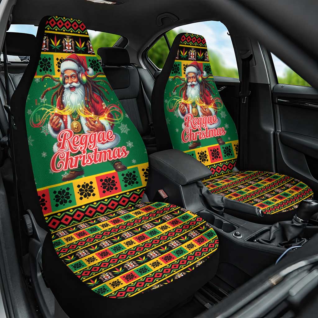 Jamaica Christmas Car Seat Cover Reggae Santa with Dreadlocks Design - Wonder Print Shop