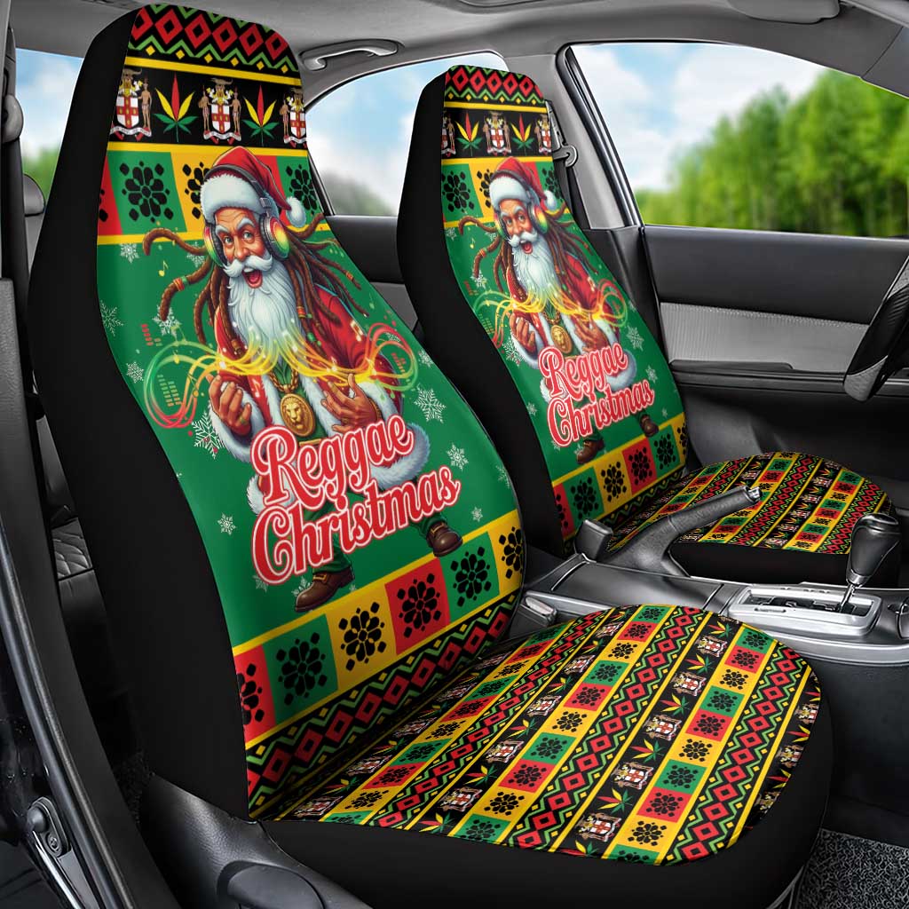 Jamaica Christmas Car Seat Cover Reggae Santa with Dreadlocks Design - Wonder Print Shop