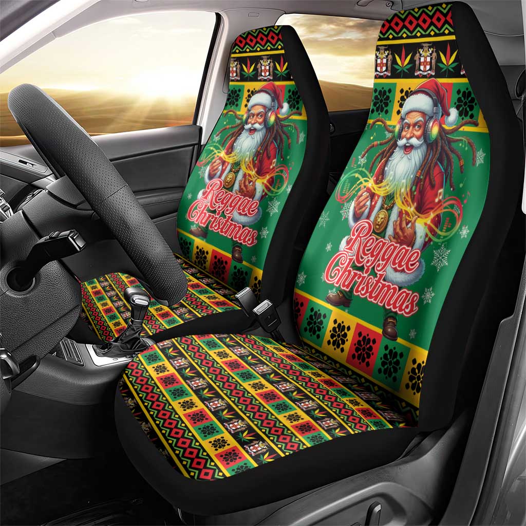 Jamaica Christmas Car Seat Cover Reggae Santa with Dreadlocks Design - Wonder Print Shop