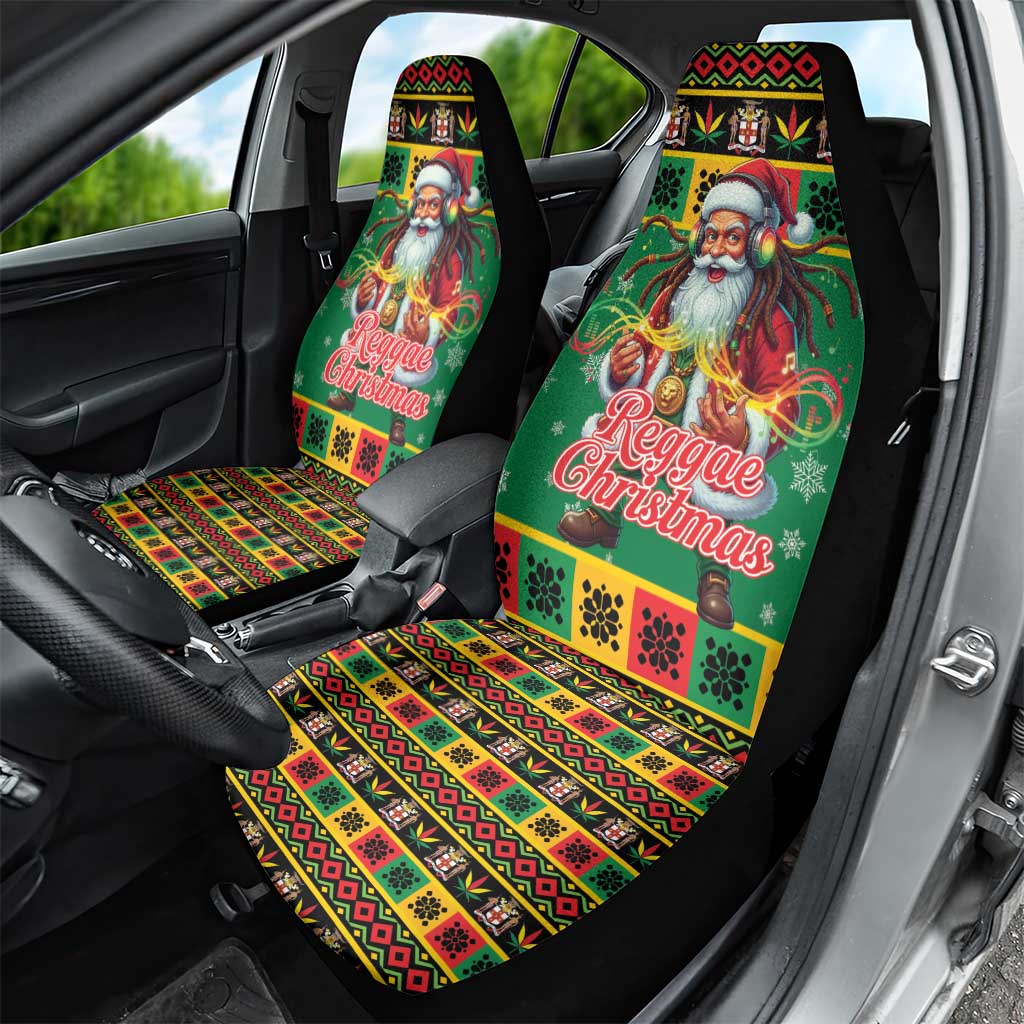 Jamaica Christmas Car Seat Cover Reggae Santa with Dreadlocks Design - Wonder Print Shop