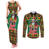 Jamaica Christmas Couples Matching Tank Maxi Dress and Long Sleeve Button Shirt Reggae Santa with Dreadlocks Design - Wonder Print Shop