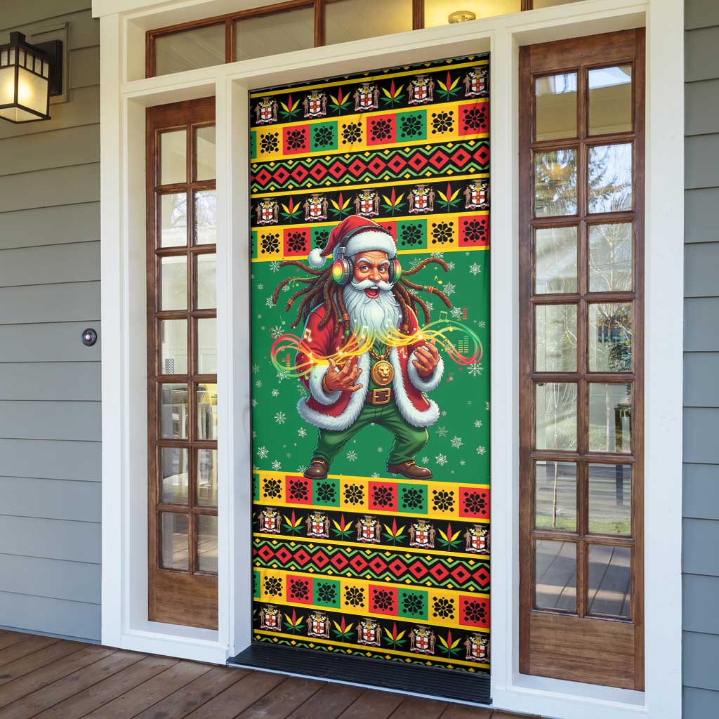 Jamaica Christmas Door Cover Reggae Santa with Dreadlocks Design - Wonder Print Shop