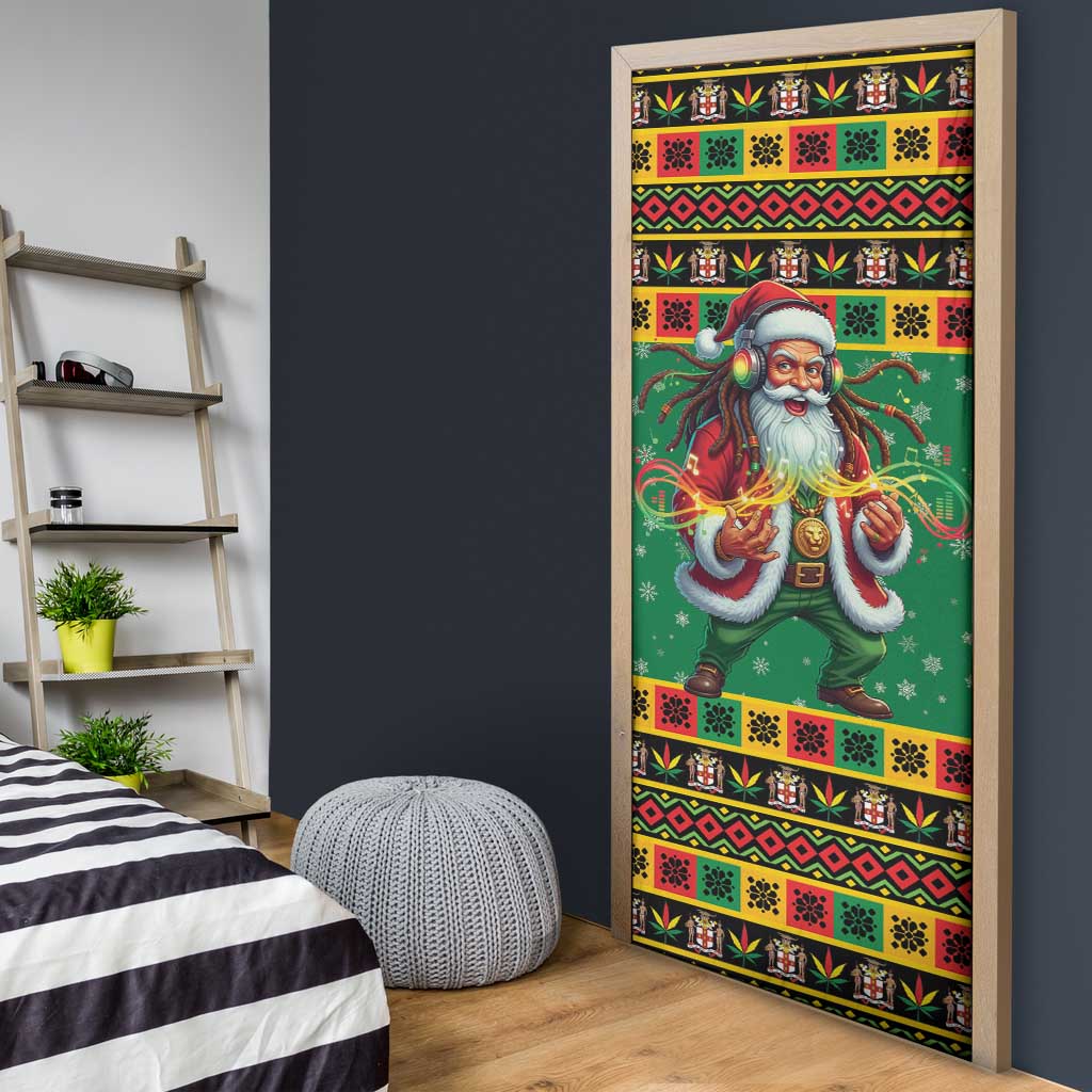 Jamaica Christmas Door Cover Reggae Santa with Dreadlocks Design - Wonder Print Shop