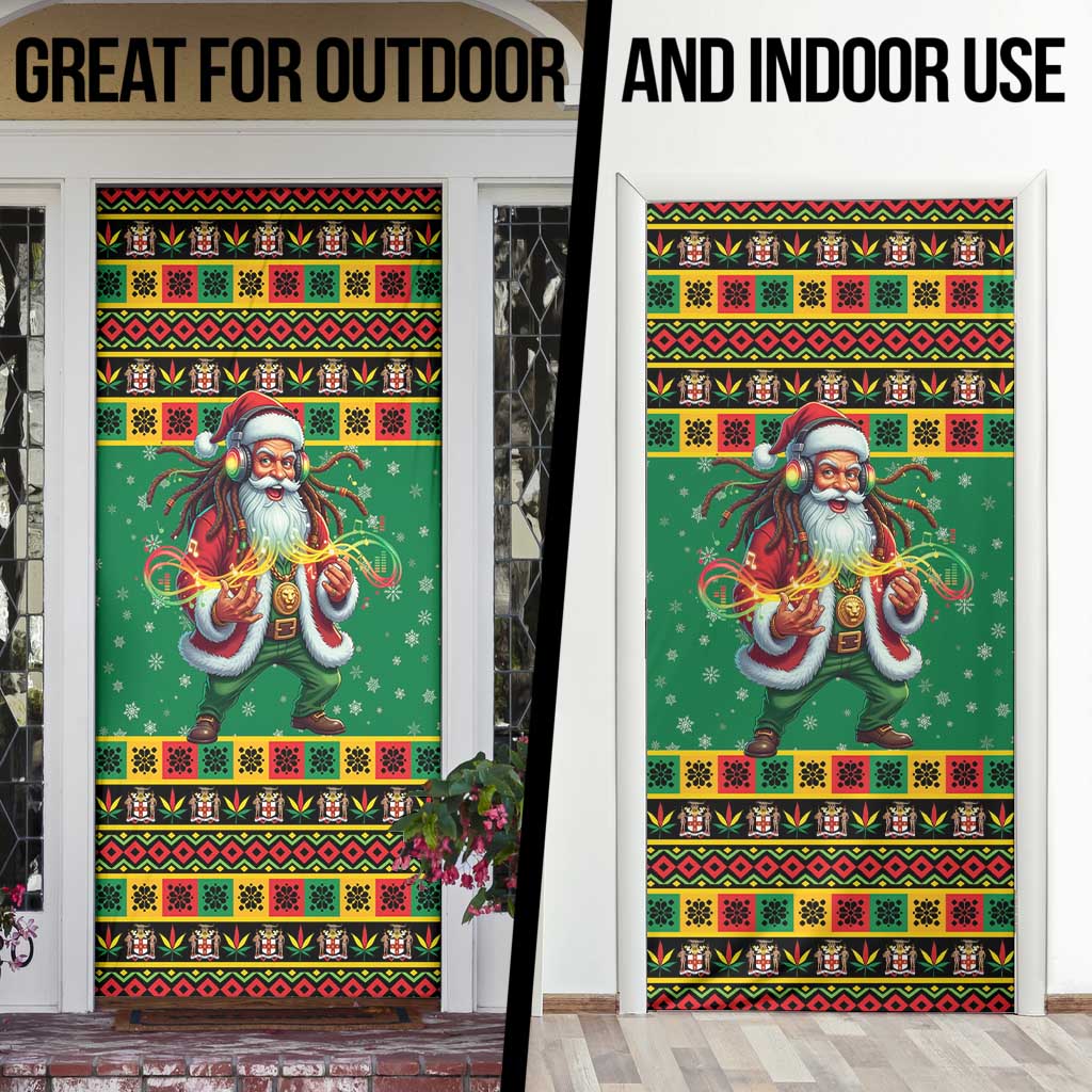 Jamaica Christmas Door Cover Reggae Santa with Dreadlocks Design - Wonder Print Shop