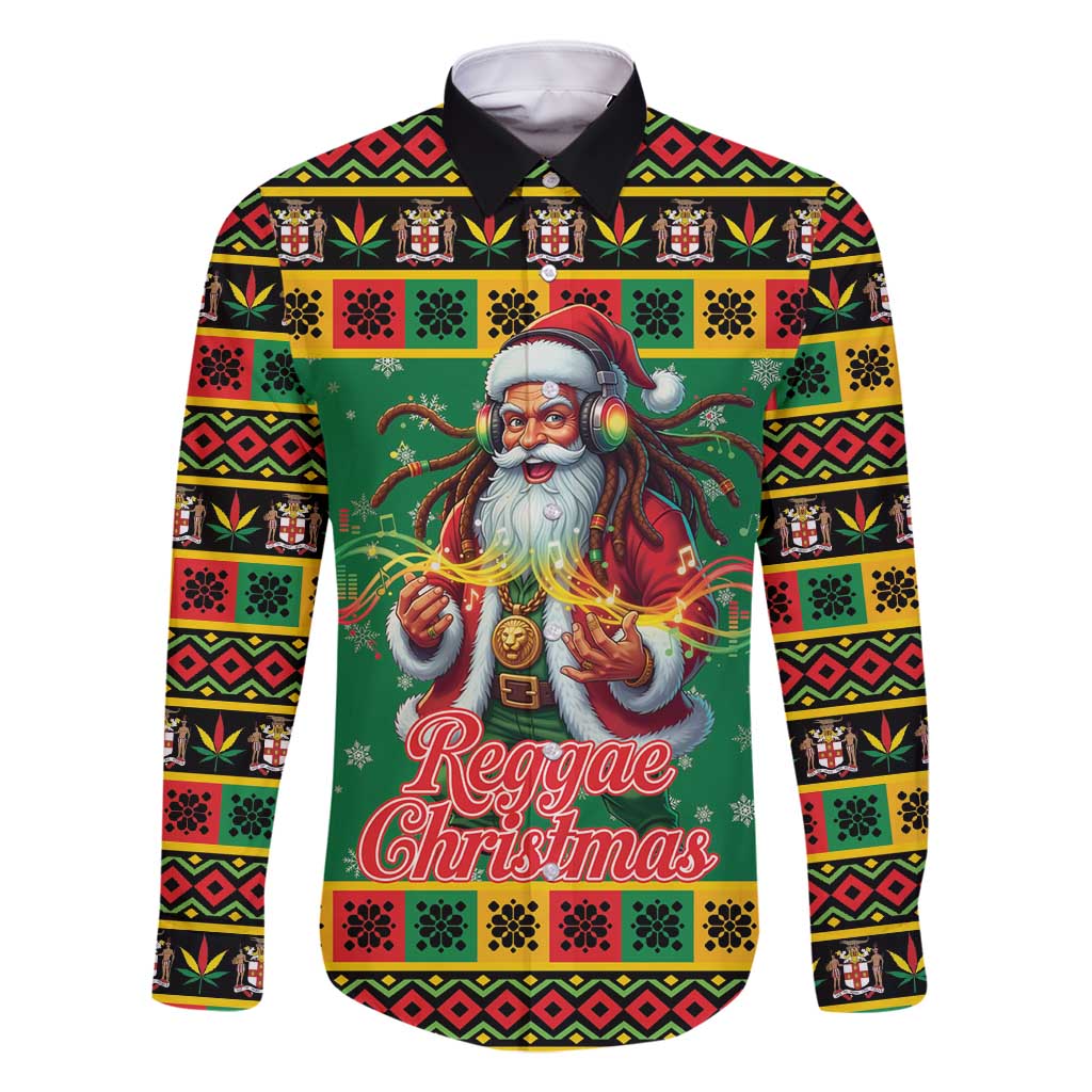 Jamaica Christmas Family Matching Long Sleeve Bodycon Dress and Hawaiian Shirt Reggae Santa with Dreadlocks Design - Wonder Print Shop