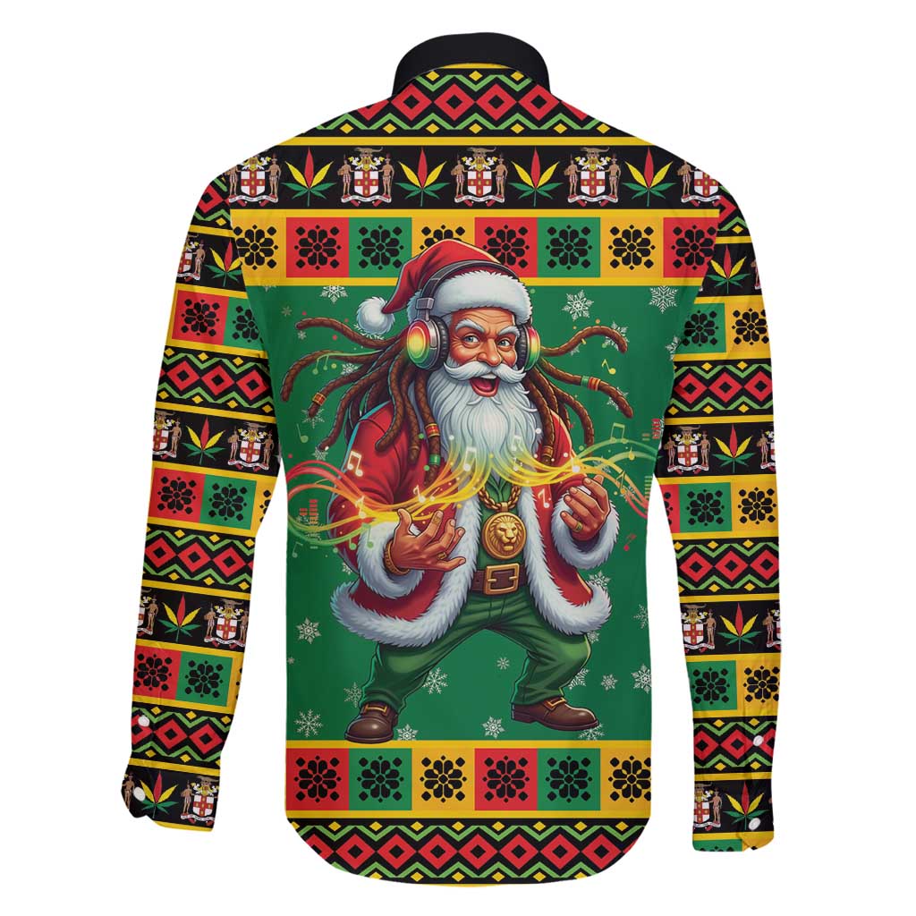 Jamaica Christmas Family Matching Long Sleeve Bodycon Dress and Hawaiian Shirt Reggae Santa with Dreadlocks Design - Wonder Print Shop