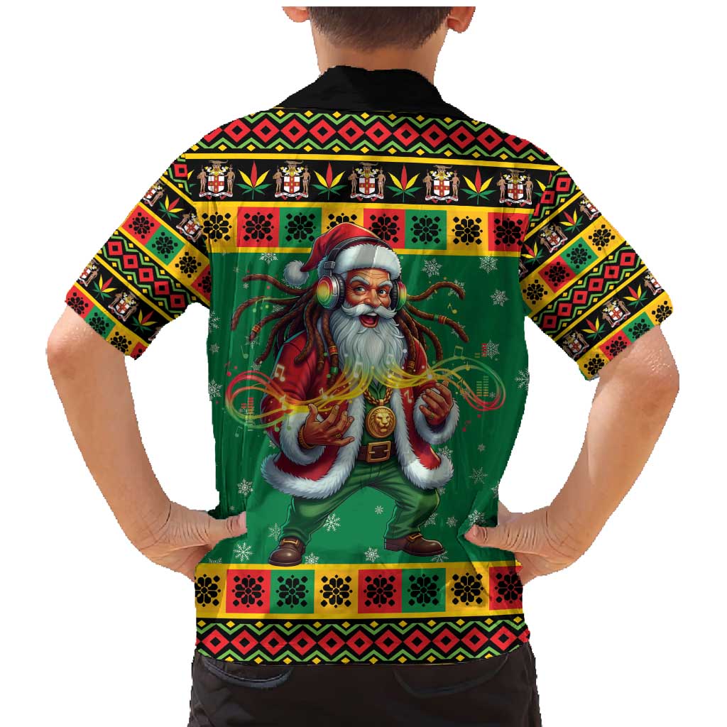 Jamaica Christmas Family Matching Mermaid Dress and Hawaiian Shirt Reggae Santa with Dreadlocks Design - Wonder Print Shop