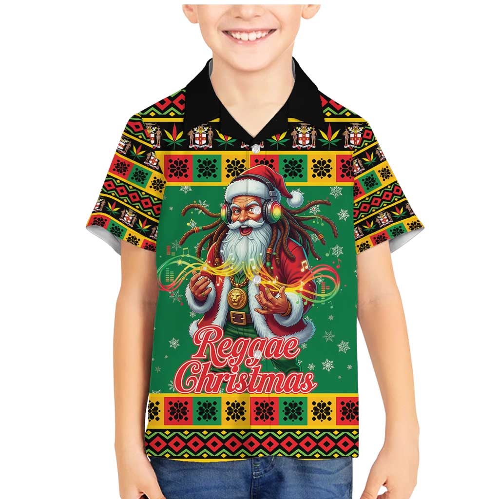 Jamaica Christmas Family Matching Mermaid Dress and Hawaiian Shirt Reggae Santa with Dreadlocks Design - Wonder Print Shop