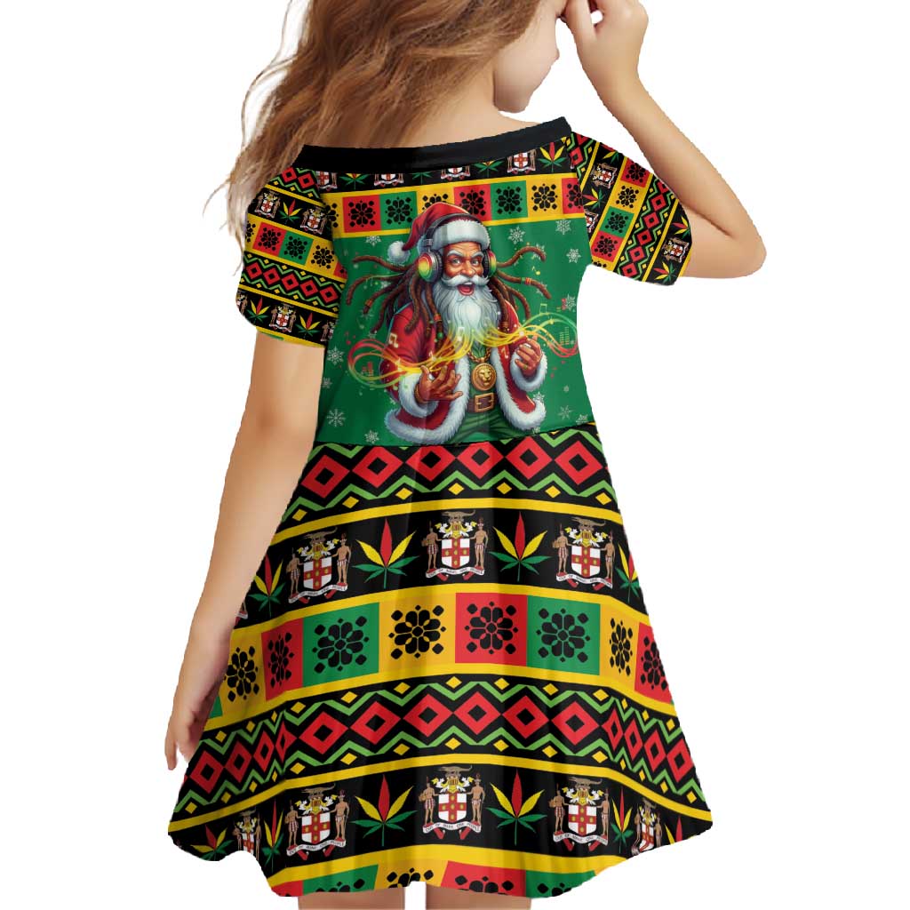 Jamaica Christmas Family Matching Off Shoulder Maxi Dress and Hawaiian Shirt Reggae Santa with Dreadlocks Design - Wonder Print Shop
