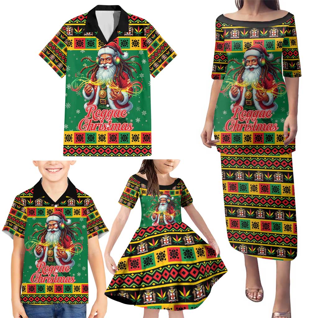 Jamaica Christmas Family Matching Puletasi and Hawaiian Shirt Reggae Santa with Dreadlocks Design - Wonder Print Shop
