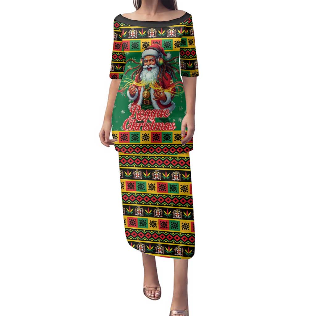 Jamaica Christmas Family Matching Puletasi and Hawaiian Shirt Reggae Santa with Dreadlocks Design - Wonder Print Shop