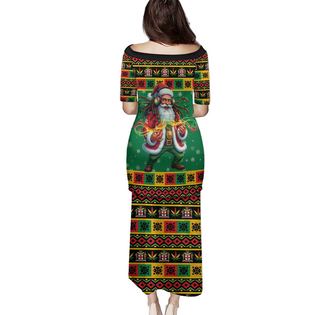Jamaica Christmas Family Matching Puletasi and Hawaiian Shirt Reggae Santa with Dreadlocks Design - Wonder Print Shop