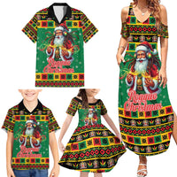 Jamaica Christmas Family Matching Summer Maxi Dress and Hawaiian Shirt Reggae Santa with Dreadlocks Design - Wonder Print Shop
