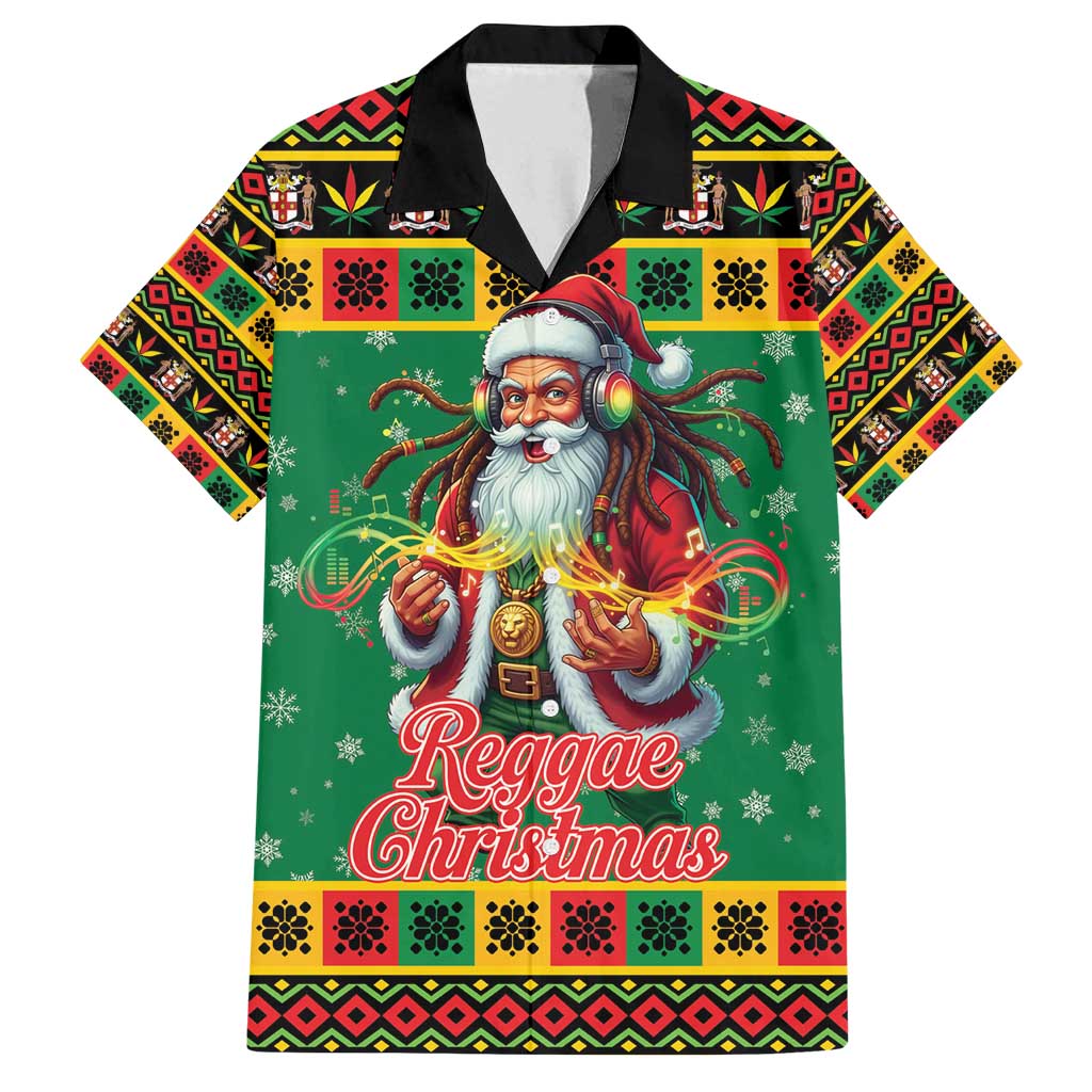 Jamaica Christmas Family Matching Summer Maxi Dress and Hawaiian Shirt Reggae Santa with Dreadlocks Design - Wonder Print Shop