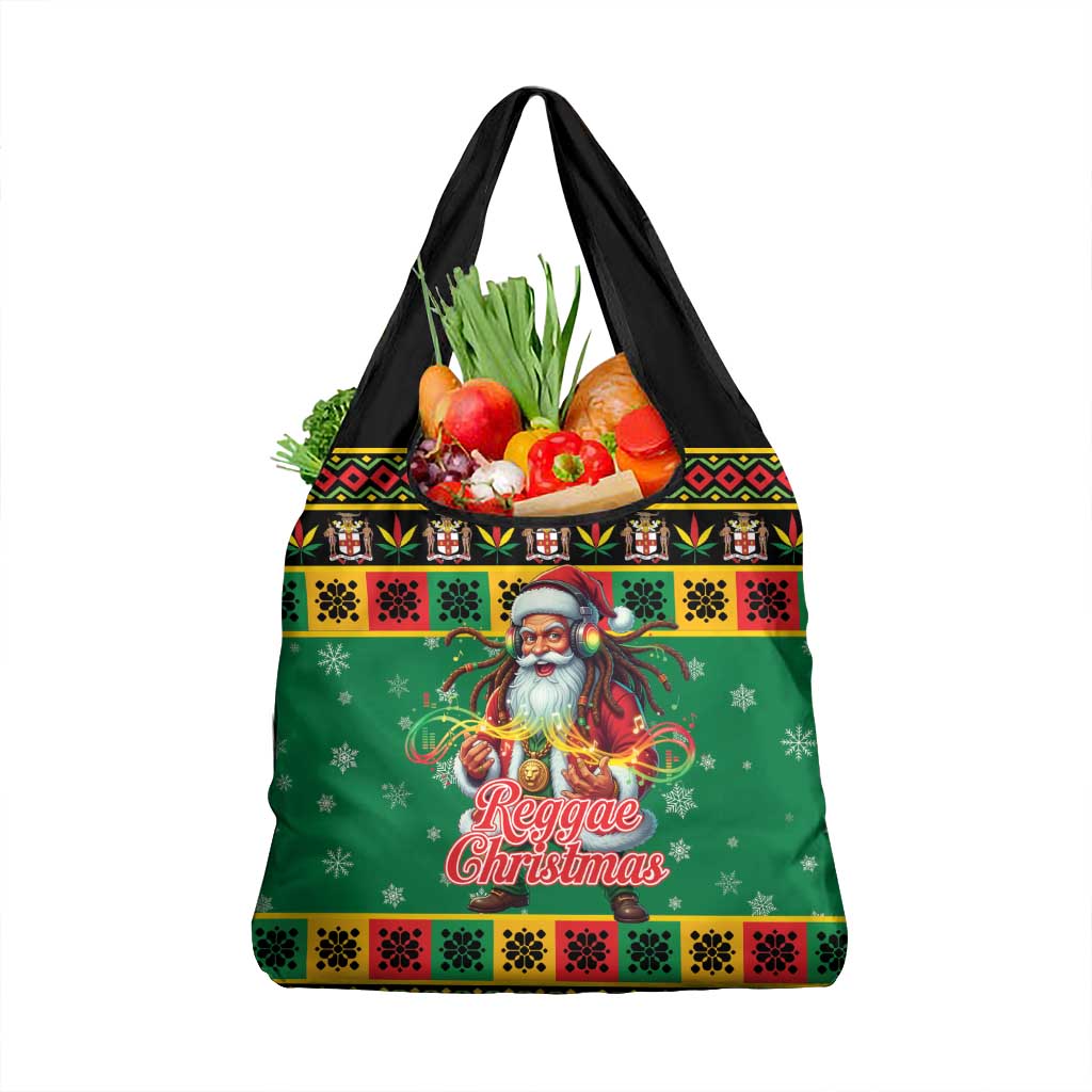 Jamaica Christmas Grocery Bag Reggae Santa with Dreadlocks Design - Wonder Print Shop