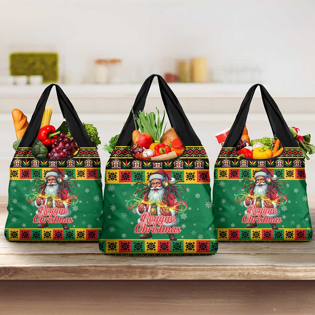 Jamaica Christmas Grocery Bag Reggae Santa with Dreadlocks Design - Wonder Print Shop
