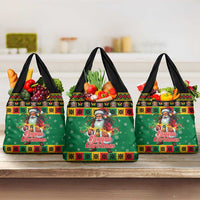 Jamaica Christmas Grocery Bag Reggae Santa with Dreadlocks Design - Wonder Print Shop