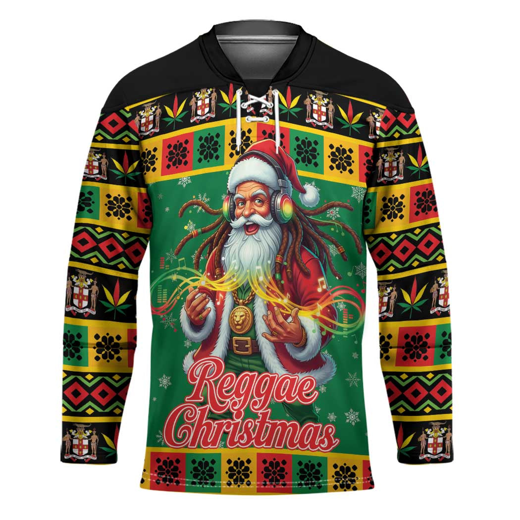 Jamaica Christmas Hockey Jersey Reggae Santa with Dreadlocks Design - Wonder Print Shop