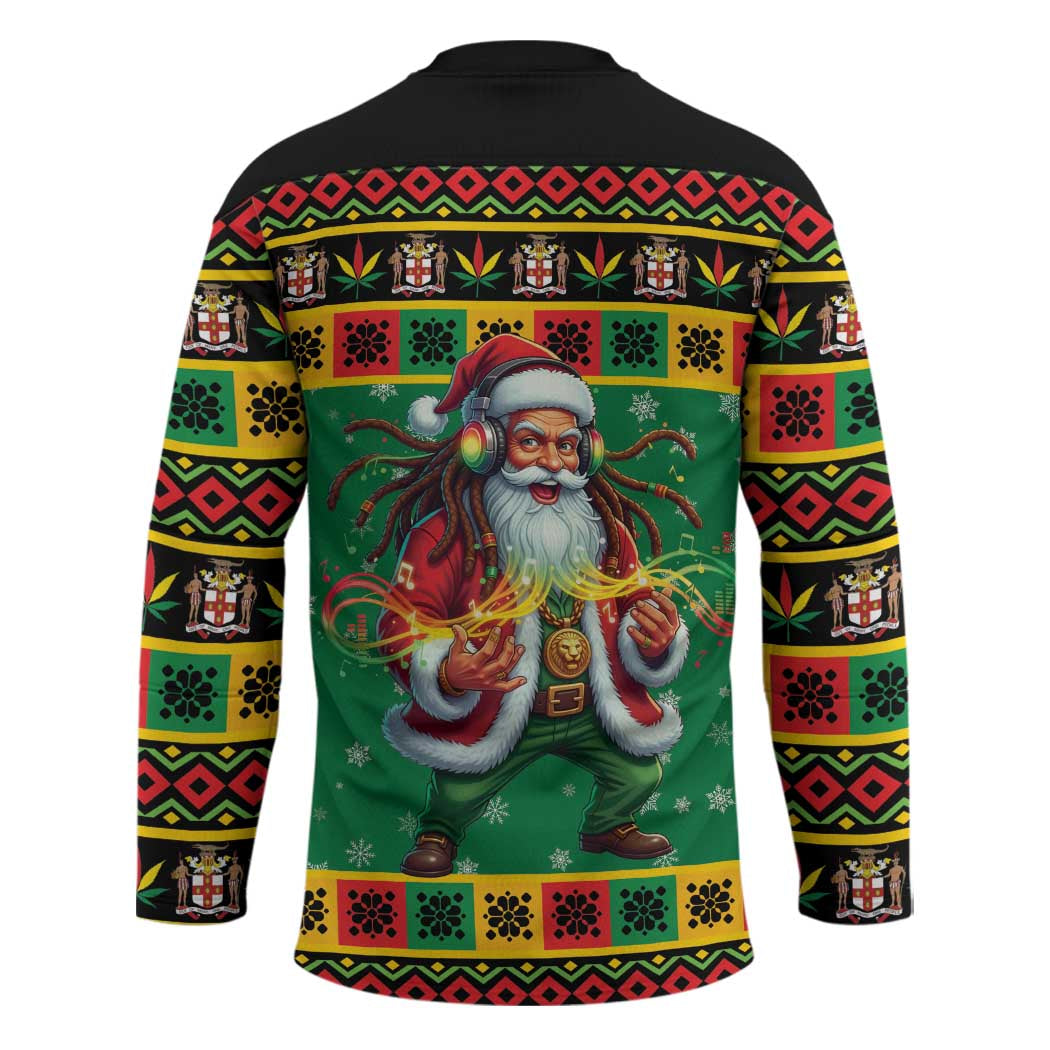 Jamaica Christmas Hockey Jersey Reggae Santa with Dreadlocks Design - Wonder Print Shop