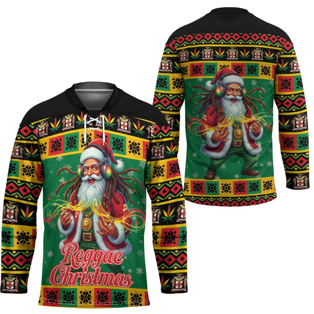 Jamaica Christmas Hockey Jersey Reggae Santa with Dreadlocks Design - Wonder Print Shop