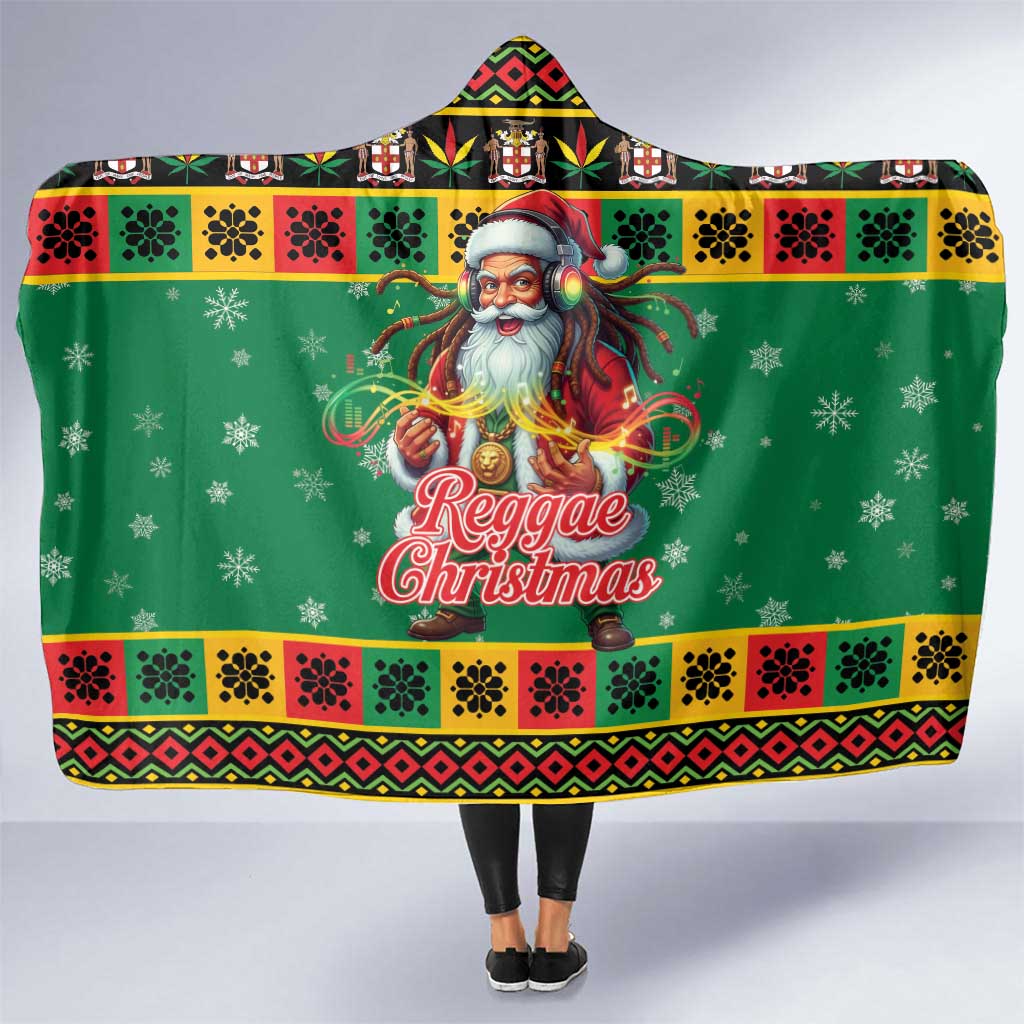 Jamaica Christmas Hooded Blanket Reggae Santa with Dreadlocks Design - Wonder Print Shop