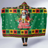Jamaica Christmas Hooded Blanket Reggae Santa with Dreadlocks Design - Wonder Print Shop