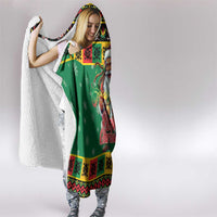 Jamaica Christmas Hooded Blanket Reggae Santa with Dreadlocks Design - Wonder Print Shop