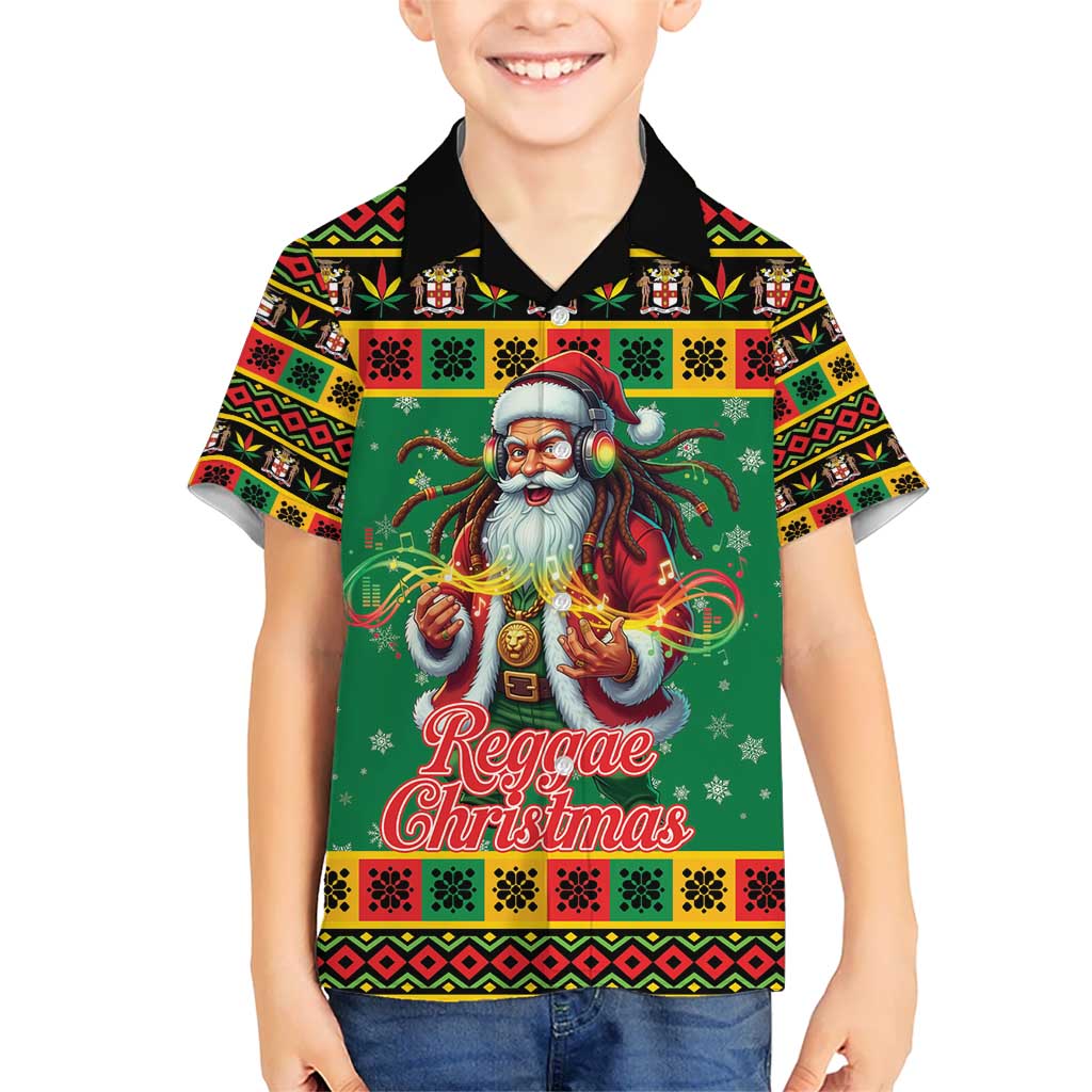 Jamaica Christmas Kid Hawaiian Shirt Reggae Santa with Dreadlocks Design - Wonder Print Shop