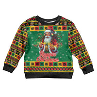 Jamaica Christmas Kid Ugly Christmas Sweater Reggae Santa with Dreadlocks Design - Wonder Print Shop
