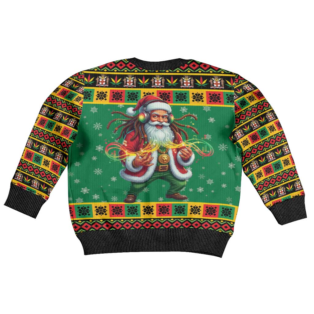 Jamaica Christmas Kid Ugly Christmas Sweater Reggae Santa with Dreadlocks Design - Wonder Print Shop